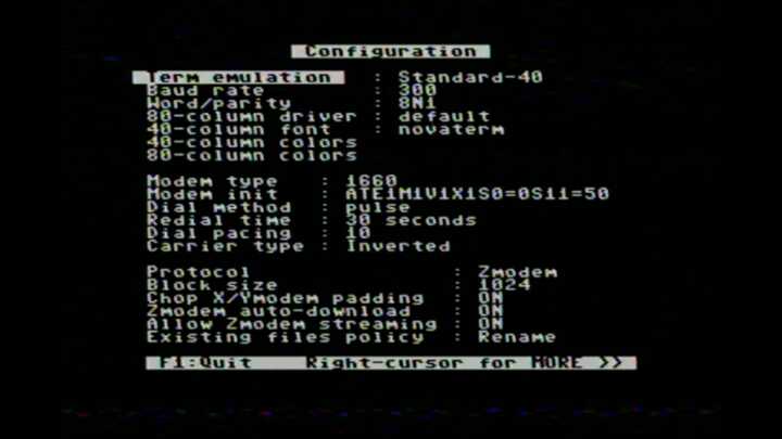 First configuration page of Novaterm program