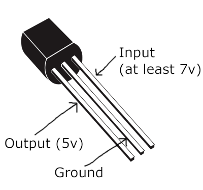diagram of 78L05 in TO-92 package with pins labelled