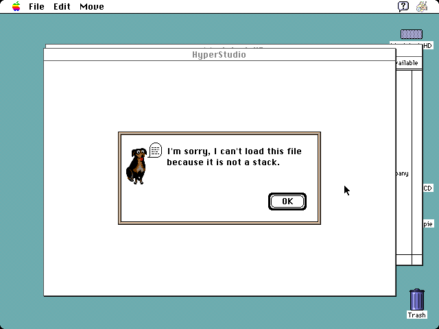 Error message that the file can’t be loaded because it’s not a stack